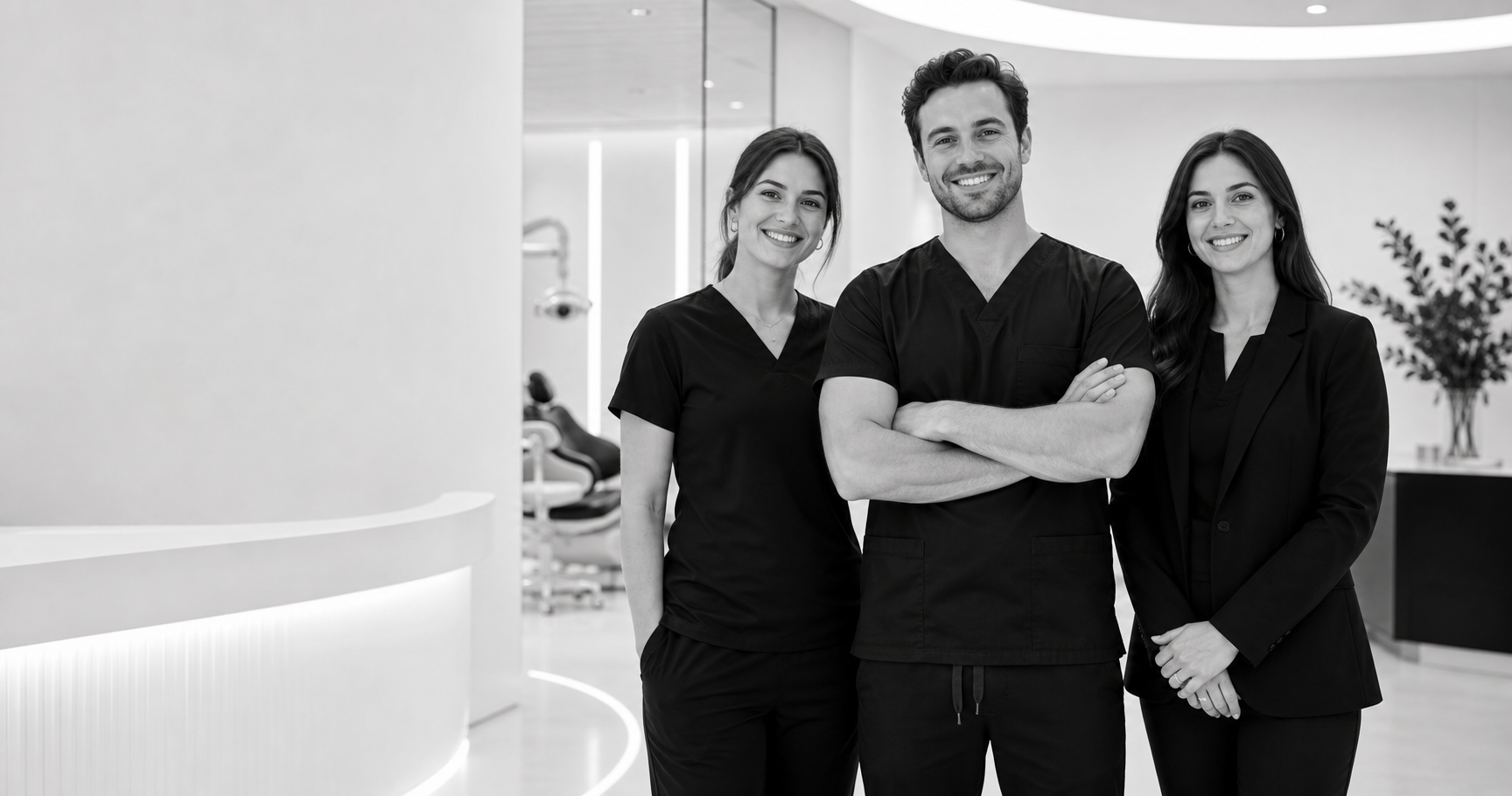Modern dental team in a refined office